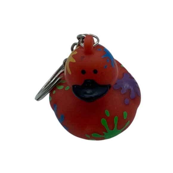 American Heart Association Rubber Duck Keychain Paint Splash Red Multicolor - Picture 5 of 6